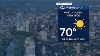 Comfortable evening ahead, warmer temperatures continue Wednesday