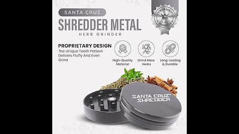 Santa Cruz Shredder Metal Herb Grinder Knurled Top for Stronger Grip