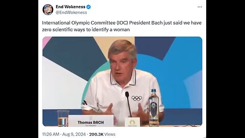 (IOC) President Bach just said we have zero scientific ways to identify a woman