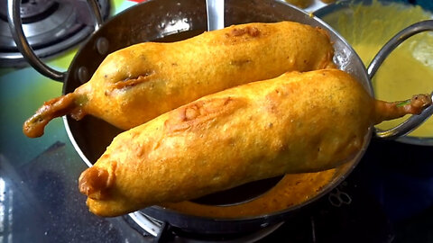 stuffed mirchi bajji recipe | stuffed menasinakai bajji | milagai bajji recipe