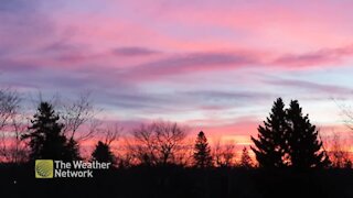 Stunning colours streak across the sky on a chilly morning