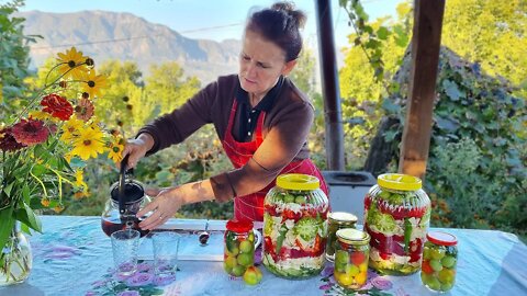 Preserving Food while living in the Heart of Albanian Mountains, Village Life in Fall.