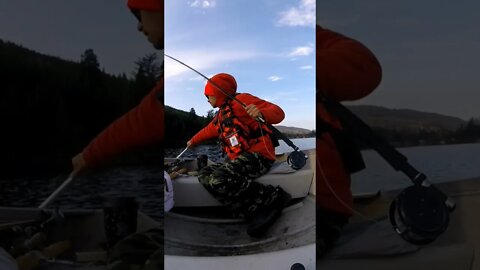 Unexpected catch at Osprey with the fly rod between the legs shaking the thermos