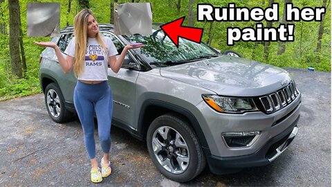 Girlfriend Scratches the SH!T Out of her Brand New Jeep Trying to Wash it