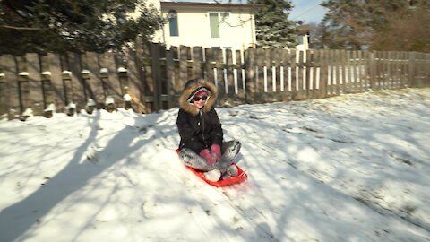 Backyard Sledding Fun!