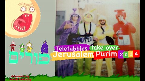 Teletubbies Take Over Jerusalem Purim 2024 (Rumble2)