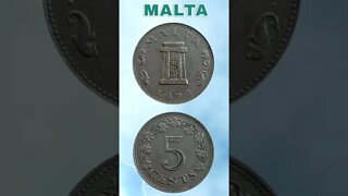 Malta 5 Cents 1972.#shorts #coinnotesz