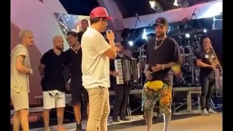 Wesley Safadão and Neymar Jr onstage performance Barra Grande, Bahia,