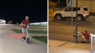 Scooter Riding Daredevil Completes Stunt With Epic Fail