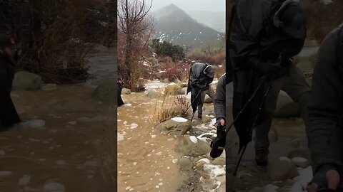 Winter River Crossing in the Snow #shorts #short