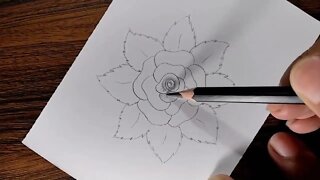 How to draw a Rose step by step