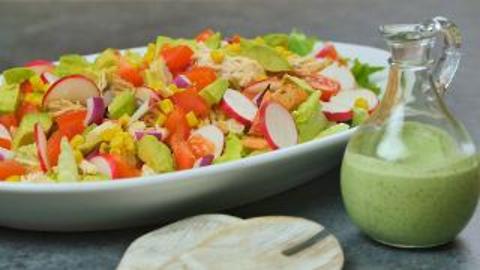 Chicken Taco Salad with Creamy Cilantro Lime Dressing