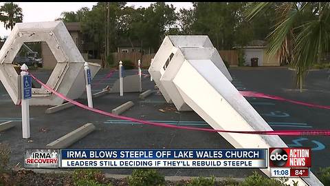 Hurricane Irma blows steeple off Lake Wales church