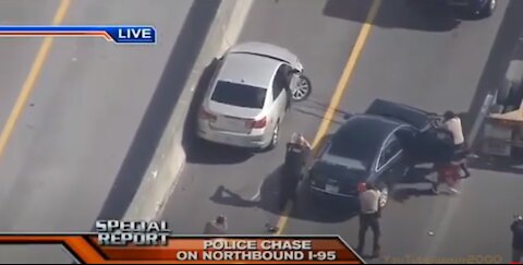 High Speed Police Chase of Shooting Suspect in Miami, Wrong Way Down a 1 Way