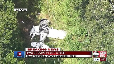 Small plane crashes in Mulberry; 1 person transported as trauma alert