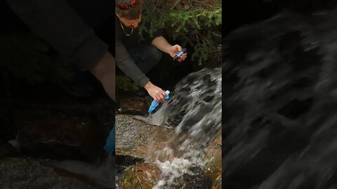 Drinking Water Using The Sawyer Water Filter System #shorts