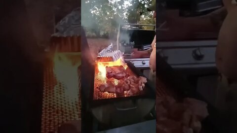 grillin chicken legs and pork loin