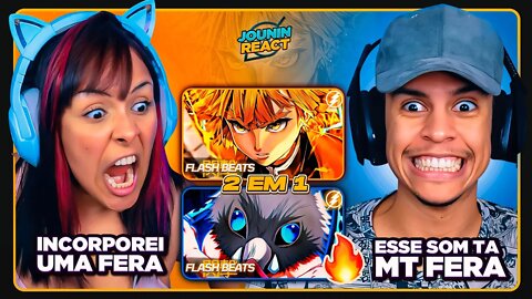 2 EM 1 - FLASH BEATS | Rap do Zenitsu & Rap do Inosuke | [React em Casal] 🔥