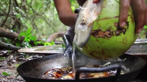 Cooking Coconut Chicken Leg Recipe eating so Yummy - Use Coconut water Cook Chicken Meat in Frn5 20