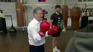 Keir Starmer, the UK Prime Minister, showing off his boxing skills at a Labour promotional event