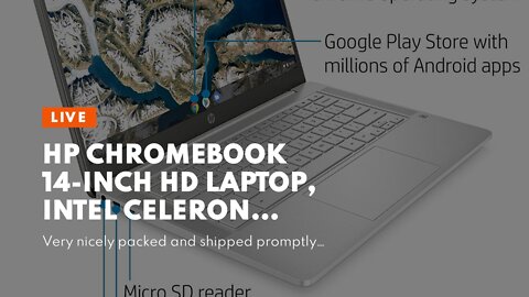 HP Chromebook 14-inch HD Laptop, Intel Celeron N4000, 4 GB RAM, 32 GB eMMC, Chrome (14a-na0020n...