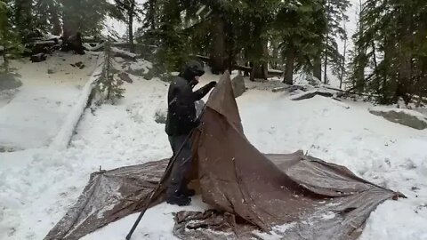 8 && Hot Tent Camping In A Snowstorm