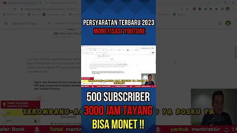 PERSYARATAN TERBARU MONETISASI YOUTUBE TAHUN 2023 #SHORTSVIDEO