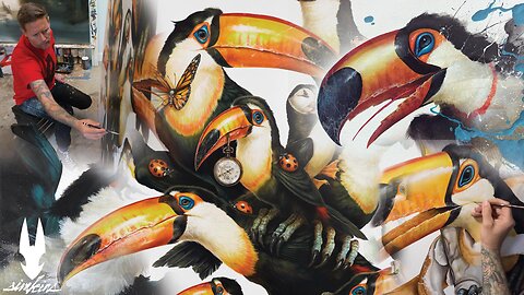 Greg "CRAOLA" Simkins' Detailed Paintings of So Many Toucans!