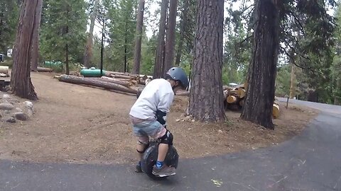 Casey learning electric unicycle skills