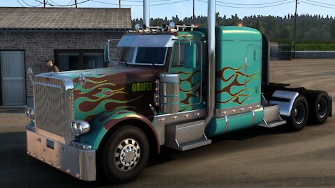 Jake braking Peterbilt 389 while hauling massive Tank ATS