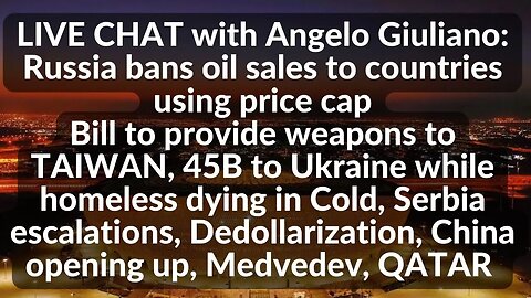 LIVE CHAT with ANGELO: Bill to sendweapons to TAIWAN,Serbia escalations,China opening up