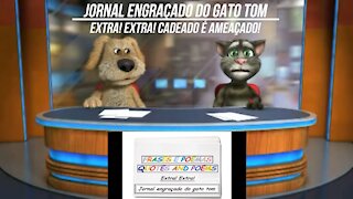 Jornal engraçado do gato tom: Cadeado é ameaçado! [Frases e Poemas]