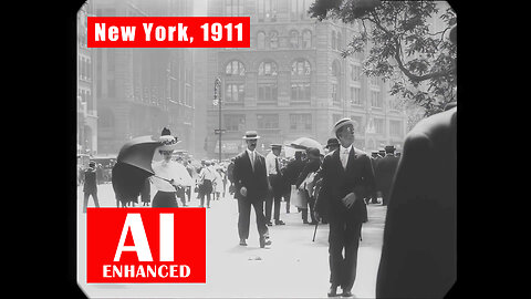 New York, 1911. AI Enhanced. BW. Details Recovered, Sound, HD