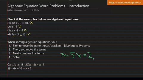 Algebraic Equation Word Problems | Introduction