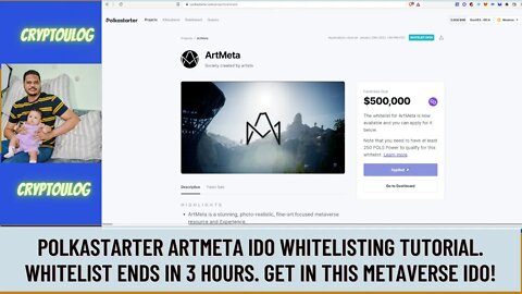 Polkastarter Artmeta IDO Whitelisting Tutorial. Whitelist Ends In 3 Hours. Get In This Metaverse IDO