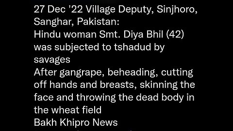 Case 3 Diya Bhil a Hindu was gangraped ,brutally murdered ,BEHEADED by muslims in Pakistan.