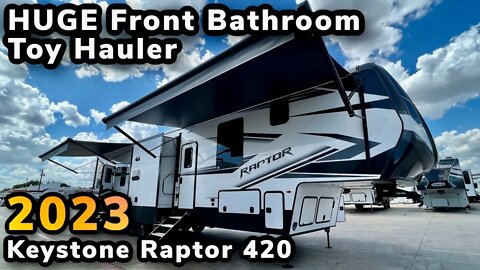 2023 HUGE FRONT BATHROOM Fifth Wheel Toy Hauler RV | 2023 Keystone Raptor 420