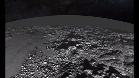 animated flyover of pluto's icy mountains and plains