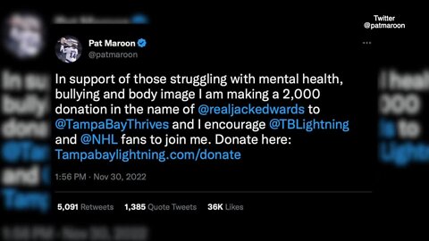 Pat Maroon, mocked by a broadcaster, donates to mental health charity in response