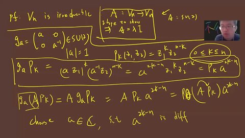 Construct Irreducible representation of SU2 and prove its properties