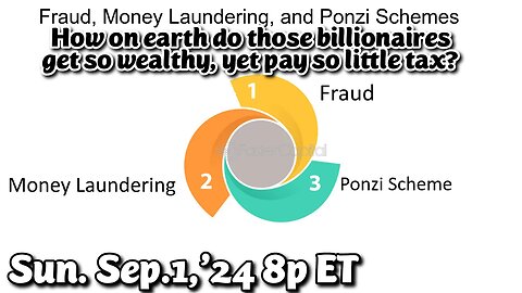 ON DEMAND! From- Sep.1,'24: How Billionaires get so wealthy and pay so little tax. Fraud, Money Laundry & Ponzi!