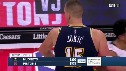 Jokic's 28 points, 21 rebounds leads Nuggets past Pistons