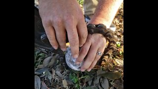 Breaking a unique Quartz geode.