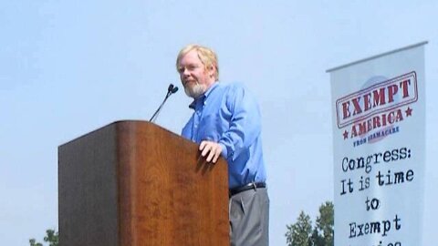 L Brent Bozell speaks at the exempt america from Obamacare Rally