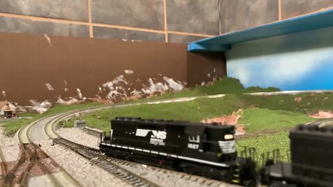 N Scale BLI SD40-2s hauling some grain out