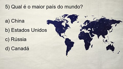 QUIZ DE CONHECIMENTOS GERAIS | 10 PERGUNTAS DE GEOGRAFIA