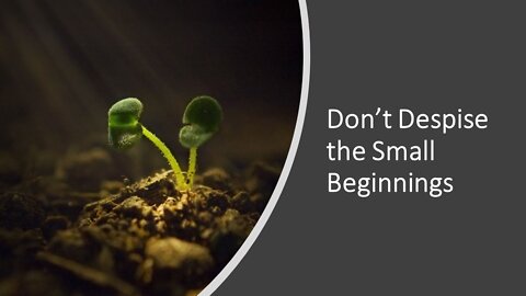 Don't Despise the Small Beginnings