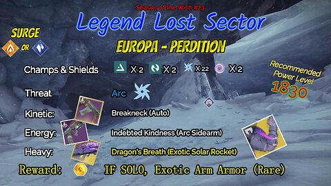 Destiny 2 Legend Lost Sector: Europa - Perdition on my Strand Titan 1-25-24