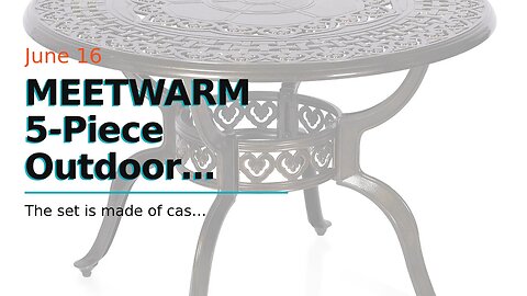 MEETWARM 5-Piece Outdoor Patio Dining Set, All-Weather Cast Aluminum Patio Conversation Set for...