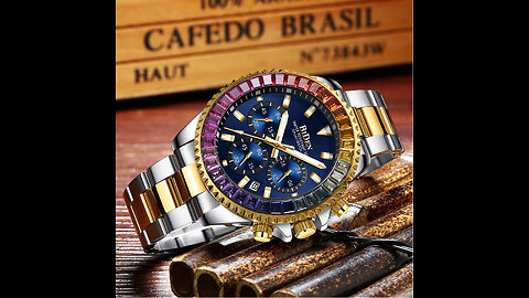 Mens Watches Chronograph Stainless Steel Waterproof Date Analog Quartz Watch Business Wrist Wat...